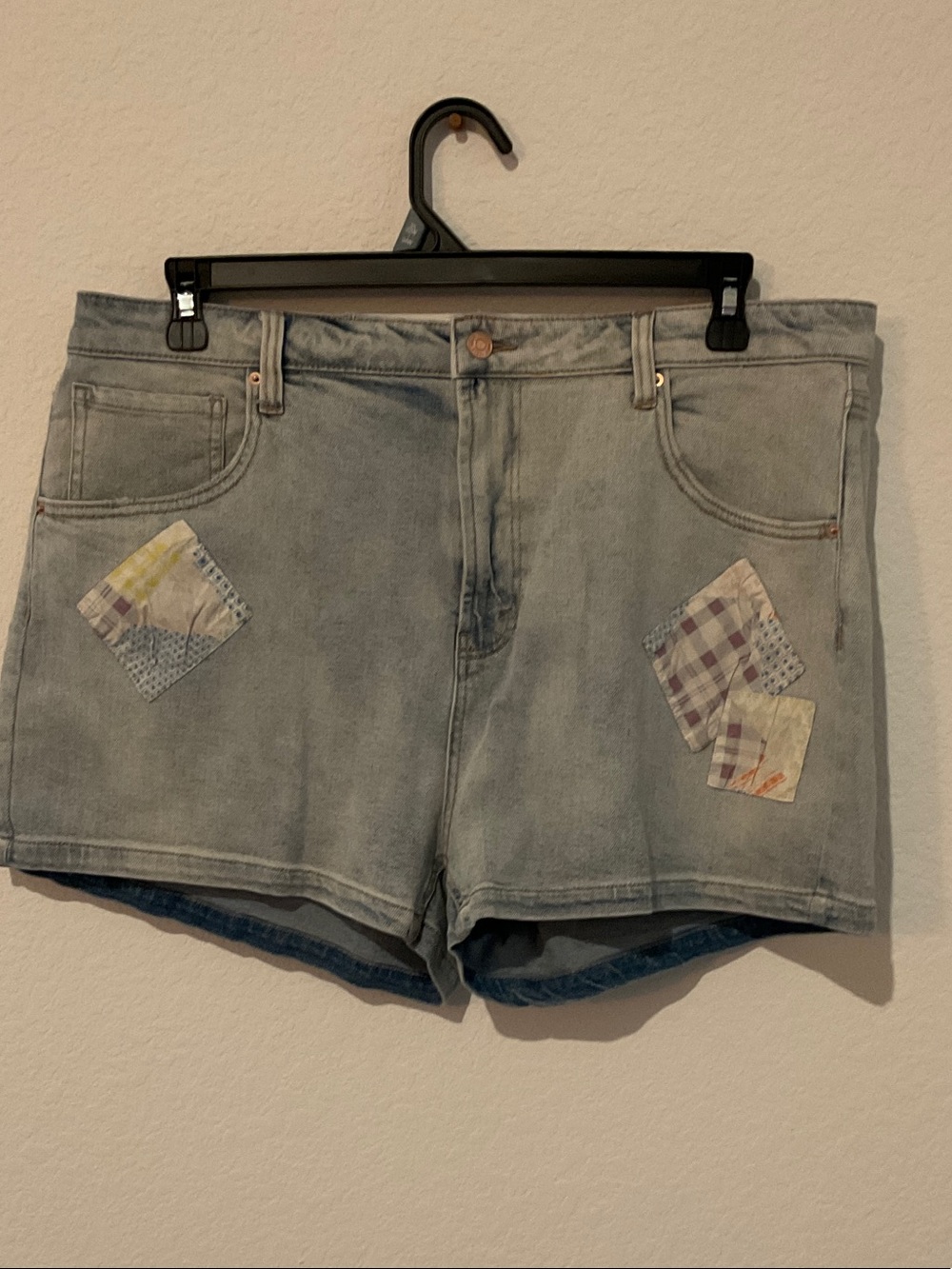 Light Wash Denim Patchwork Women's Shorts